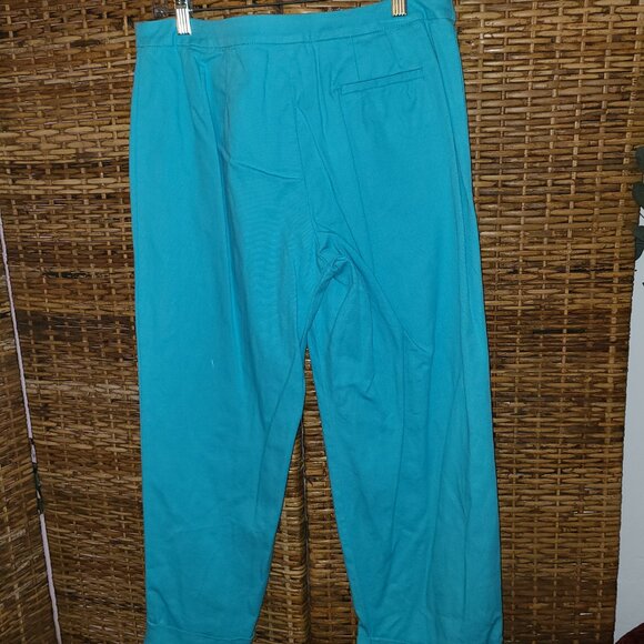 Eileen Fisher Turquois Wide Leg Crop Cuff Pant Women's SZ M VTG 97 Cotton - Picture 7 of 7